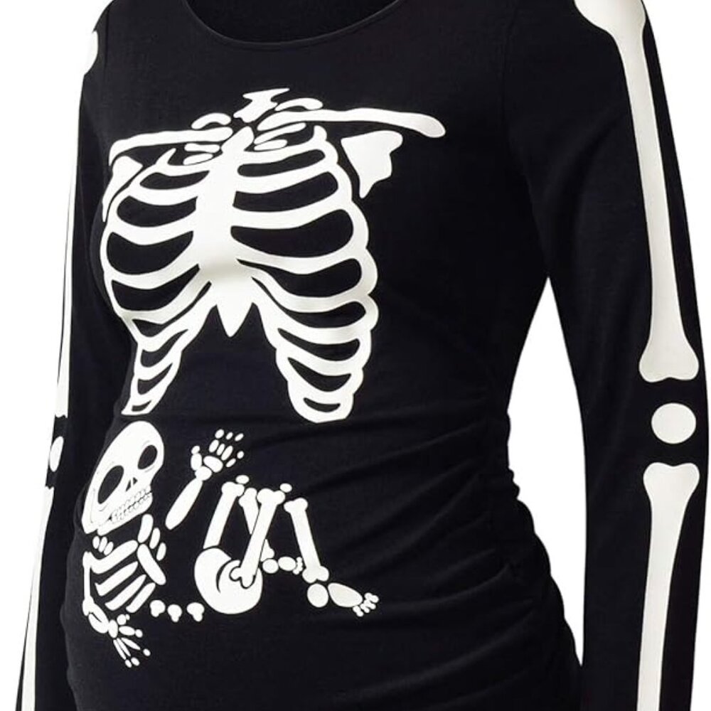 Skeleton Maternity Shirt | Medium | Glow in the Dark
